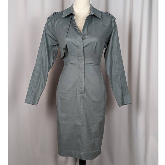 BCBGMaxAzria Long Sleeve Trench Dress Castor Grey Size XXS - Picture 16 of 16